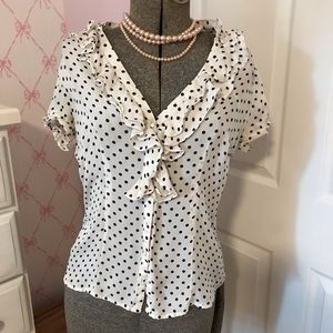 WHBM ruffle polka dot blouse, perfect condition